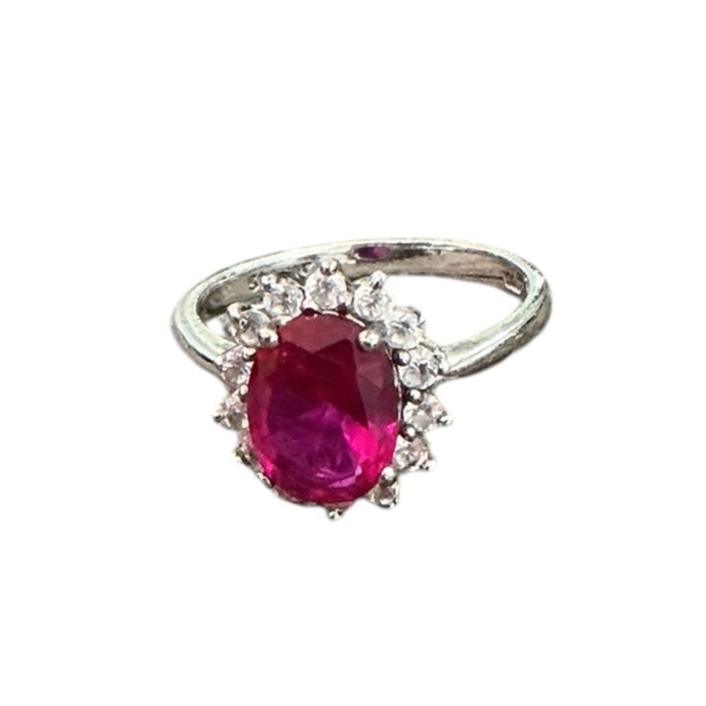 Vintage Spinel and CZ Sterling Ring